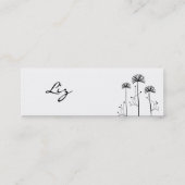 Schwarzweiss-Blumen Mini Visitenkarte (Rückseite)