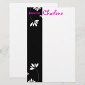 Schwarzweiss-Blumen-Notizblock Briefpapier (Vorne/Hinten)