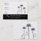 Schwarzweiss-Blumen Visitenkarte (Vorne/Hinten)