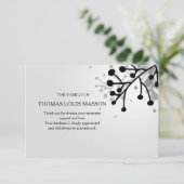 Schwarzweiss-BlumenBeileid danken Ihnen zu Dankeskarte (Stehend Vorderseite)