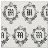 Schwarzweiss-Blumengrenze mit Monogramm Stoff (Muster)