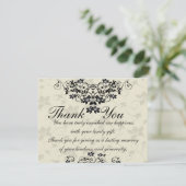 Schwarzweiss-Blumenhochzeit danken Ihnen zu Dankeskarte (Stehend Vorderseite)