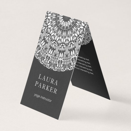 Schwarzweiss-BlumenMandala Visitenkarten (Vorderseite)