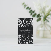 Schwarzweiss-Blumenrebe-Visitenkarte Visitenkarte (Stehend Vorderseite)