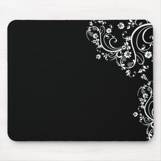 Schwarzweiss-Blumenrolle Mousepad (Vorne)