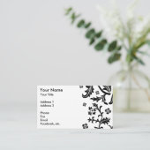 Schwarzweiss-BlumenVisitenkarten Visitenkarte (Stehend Vorderseite)