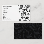 Schwarzweiss-BlumenVisitenkarten Visitenkarte (Vorne/Hinten)