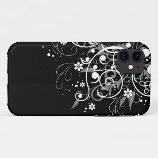 Schwarzweiss-BlumenWirbel Case-Mate iPhone Hülle (Rückseite (Horizontal))