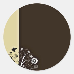 Schwarzweiss-Blüte und Schmetterlinge Runder Aufkleber