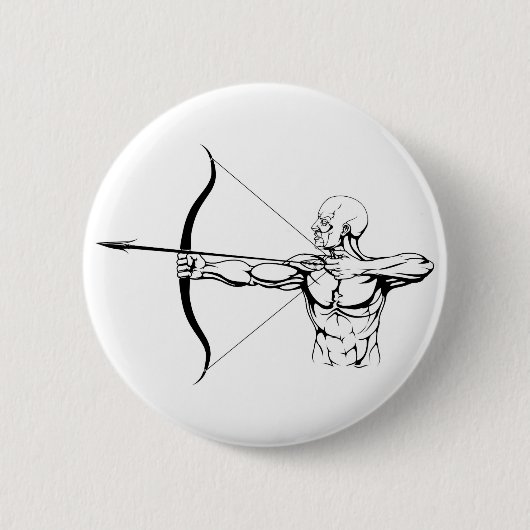 Schwarzweiss-Bogenschützeillustration Button (Vorderseite)