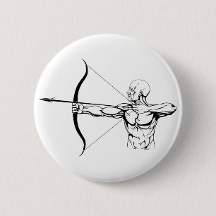 Schwarzweiss-Bogenschützeillustration Button