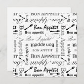 Schwarzweiss-Bon Appetit Vintager französischer Einladung (Vorne/Hinten)