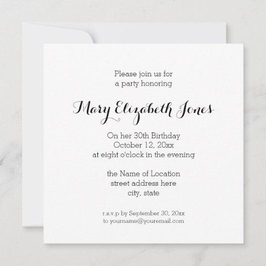 Schwarzweiss-Bon Appetit Vintager französischer Einladung (Rückseite)