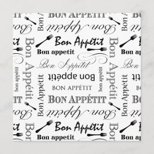 Schwarzweiss-Bon Appetit Vintager französischer Einladung