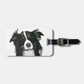 Schwarzweiss-Border-Collie-Gepäckanhänger Gepäckanhänger (Vorderseite horizontal)