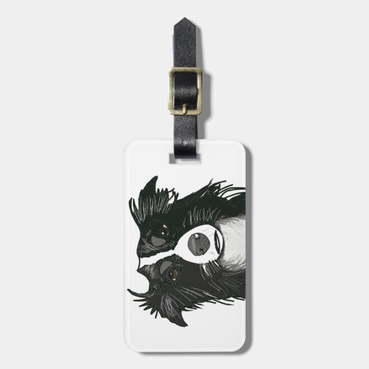 Schwarzweiss-Border-Collie-Gepäckanhänger Gepäckanhänger (Vorderseite vertikal)