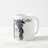 Schwarzweiss-Border-Collie-Porträt Kaffeetasse (VorderseiteRechts)