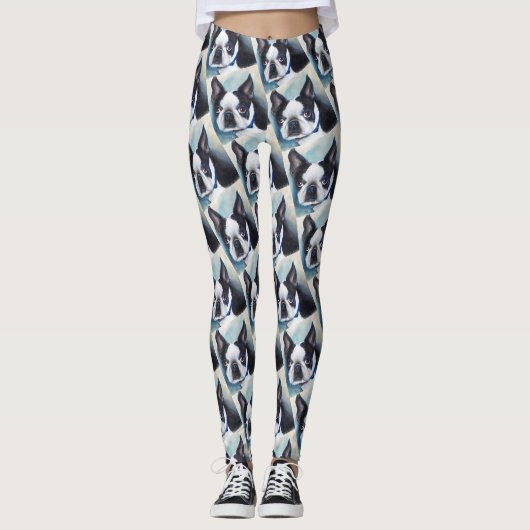 SCHWARZWEISS-BOSTON TERRIER LEGGINGS (Vorderseite)
