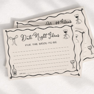 Schwarzweiß-Brautparty Date Night Ideas Card Einladung