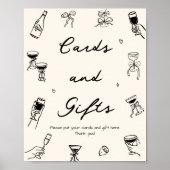 Schwarzweiß-Brautparty-Karten und -Geschenke Poster (Vorne)