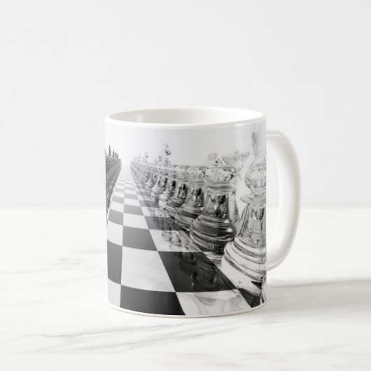 Schwarzweiss-Brett des Schach-3D Kaffeetasse (VorderseiteRechts)
