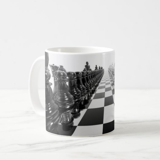 Schwarzweiss-Brett des Schach-3D Kaffeetasse (Vorderseite Links)