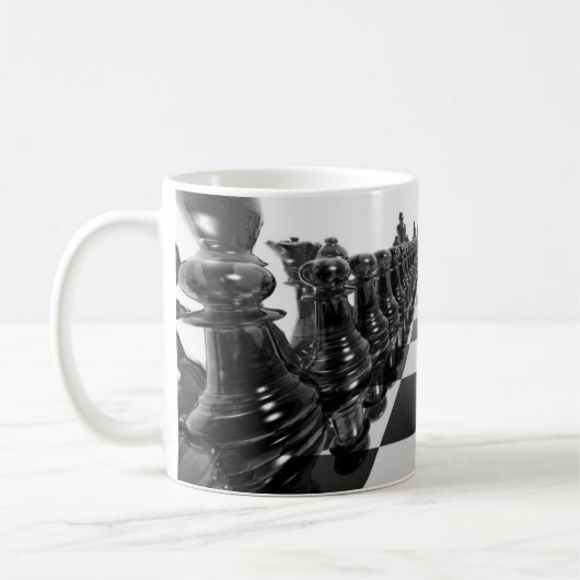 Schwarzweiss-Brett des Schach-3D Kaffeetasse (Links)