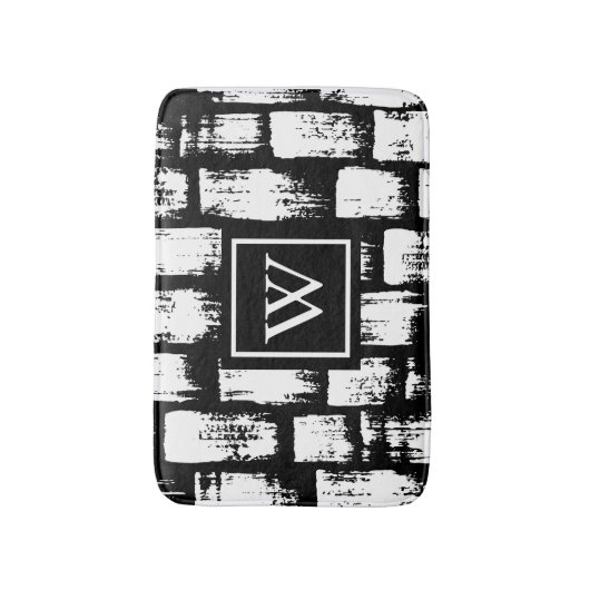 Schwarzweiß-Brush Abstrakt Badematte (Vorderseite Vertikal)