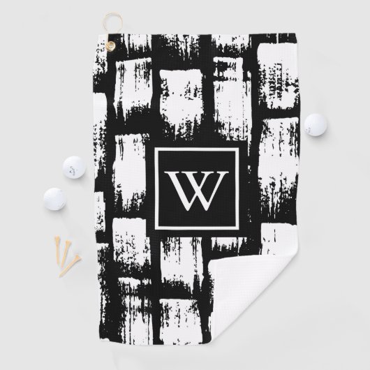 Schwarzweiß-Brush Abstrakt Golfhandtuch (Insitu)