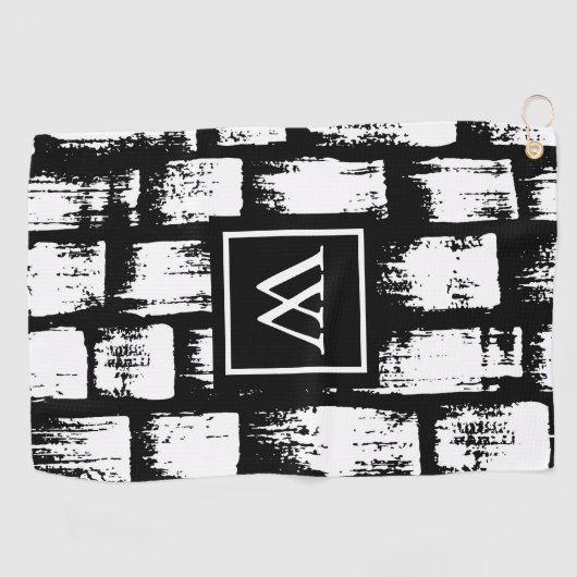 Schwarzweiß-Brush Abstrakt Golfhandtuch (Horizontal)