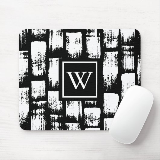 Schwarzweiß-Brush Abstrakt Mousepad (Mit Mouse)