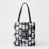 Schwarzweiß-Brush Abstrakt Tasche (Vorderseite)