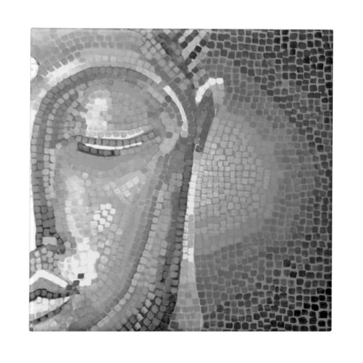 Schwarzweiss-Buddha stellen gegenüber Fliese (Vorderseite)