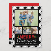 Schwarzweiss-Büffel-karierte WeihnachtsFoto-Karte Feiertagskarte (Vorne/Hinten)