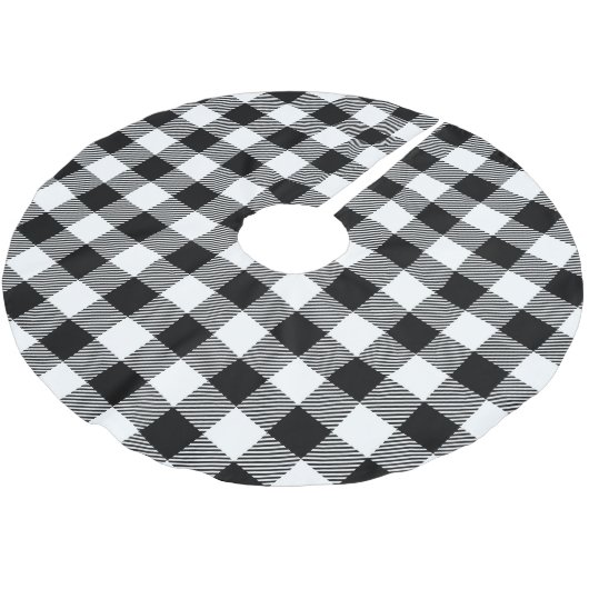 Schwarzweiss-Büffel-karierter Baum-Rock Polyester Weihnachtsbaumdecke (Schrägansicht)