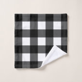 Schwarzweiss-Büffel-Karo-Bad-Tuch-Set Badhandtuch Set (Waschlappen)