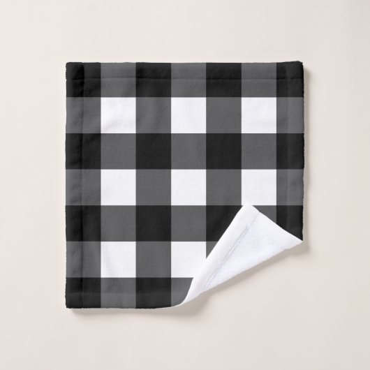 Schwarzweiss-Büffel-Karo-Bad-Tuch-Set Badhandtuch Set (Waschlappen)