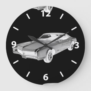 Schwarzweiss-Buick- RivieraPop-Kunst 1967 Große Wanduhr
