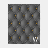 Schwarzweiß-Button-Tucks drucken Monogramm Fleecedecke (Vorderseite)