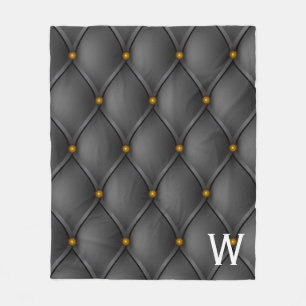 Schwarzweiß-Button-Tucks drucken Monogramm Fleecedecke