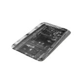 Schwarzweiss-Café in Montmartre, Paris Badematte (Schrägansicht)