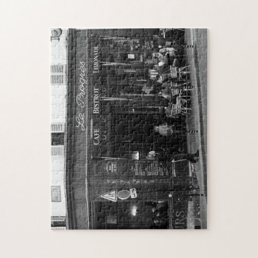 Schwarzweiss-Café in Montmartre, Paris Puzzle (Vertikal)