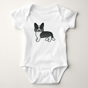 Schwarzweiß Cardigan Welsh Corgi Cartoon-Hund Baby Strampler