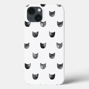 Schwarzweiss-Chic-niedliches Katzen-Muster iPhone 13 Hülle