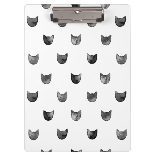 Schwarzweiss-Chic-niedliches Katzen-Muster Klemmbrett (Vorderseite)