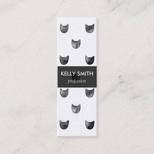 Schwarzweiss-Chic-niedliches Katzen-Muster Mini Visitenkarte (Vorderseite)