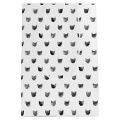 Schwarzweiss-Chic-niedliches Katzen-Muster Mittlere Geschenktüte (Rückseite)