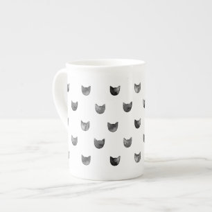 Schwarzweiss-Chic-niedliches Katzen-Muster Porzellantasse