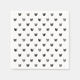 Schwarzweiss-Chic-niedliches Katzen-Muster Serviette