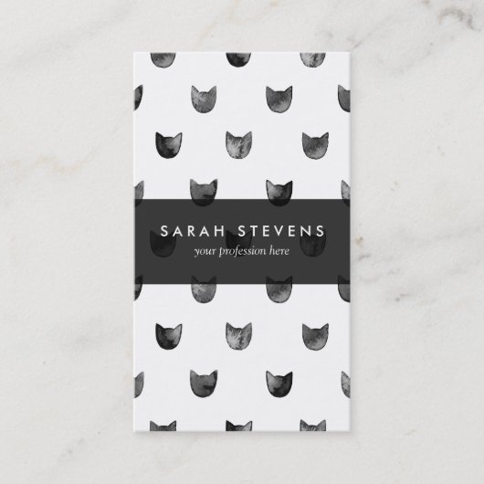 Schwarzweiss-Chic-niedliches Katzen-Muster Visitenkarte (Vorderseite)